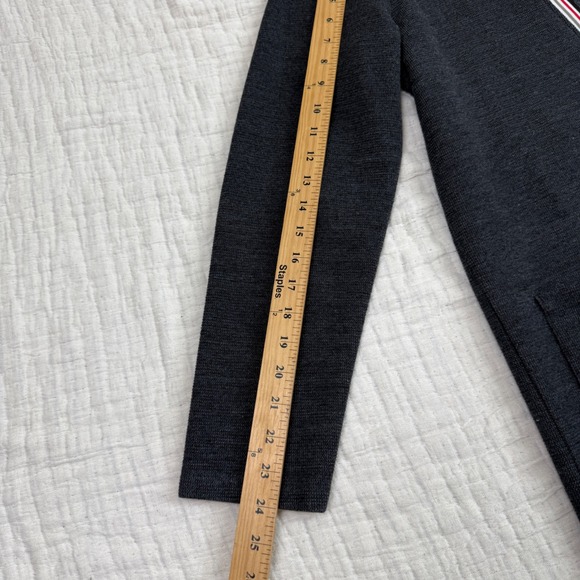 Zara Man Cardigan Mens Gray Stripe Trim Long Sleeve Knit Sweater Coat Size L - Picture 8 of 10